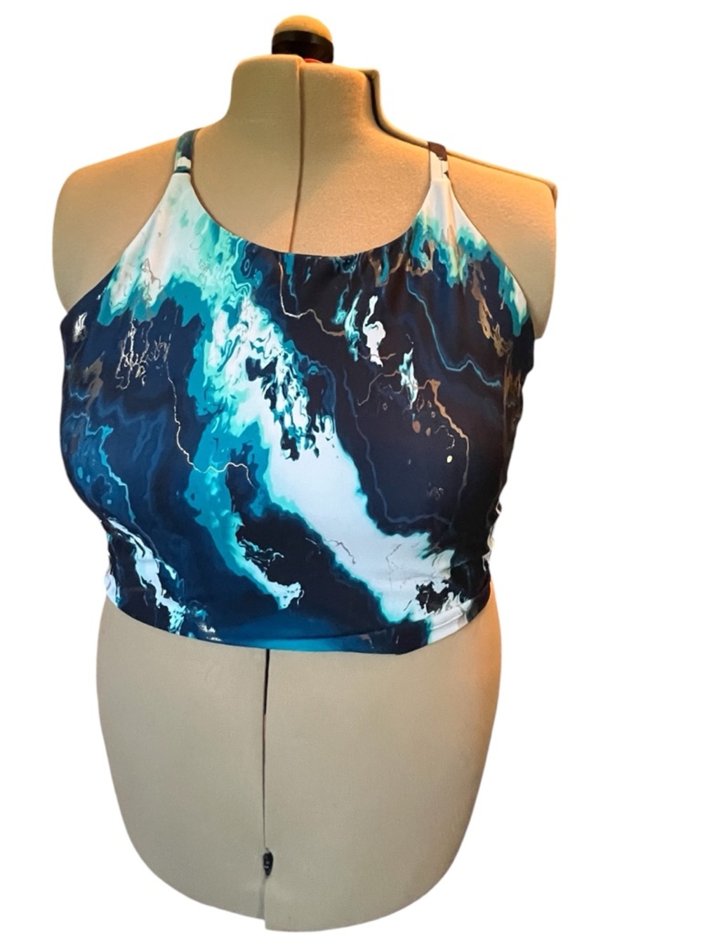 Old Navy Marble Print Sports Bra With Gold Accents